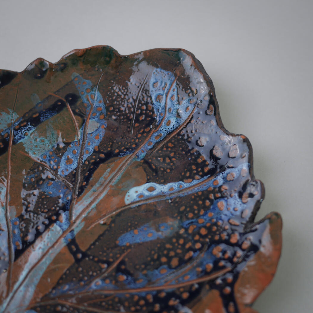 Håndlavet Brunt & Blåt Blad til Væggen 2