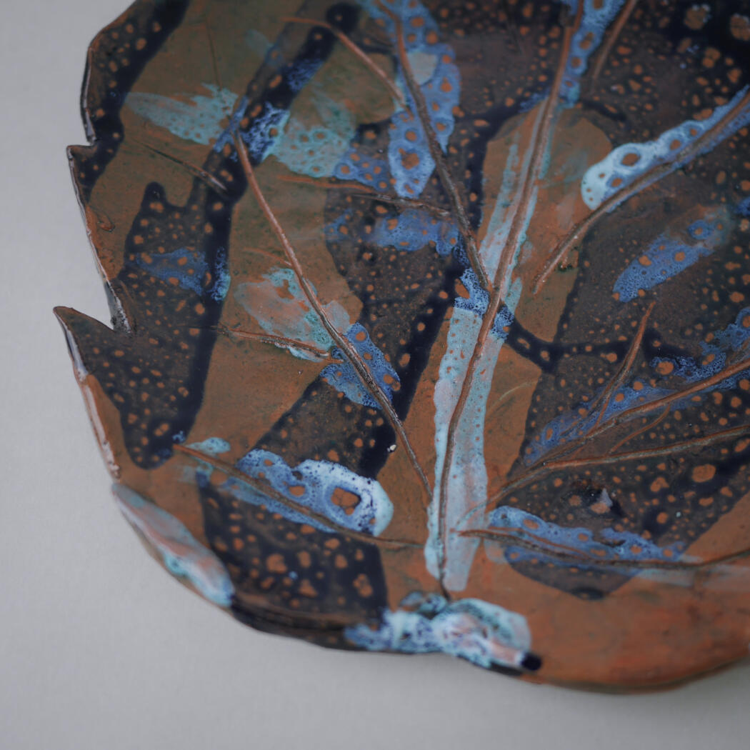 Håndlavet Brunt & Blåt Blad til Væggen 3