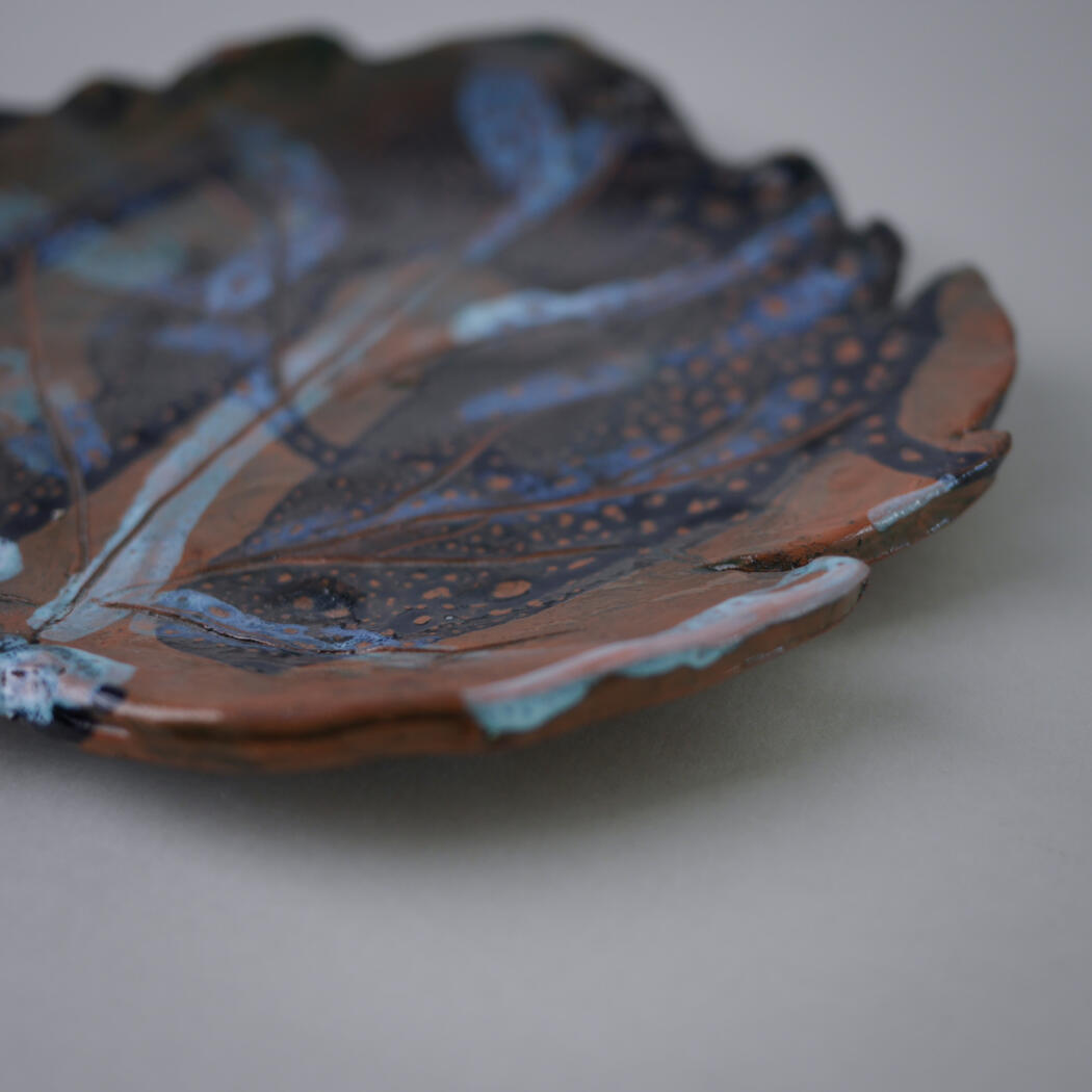 Håndlavet Brunt & Blåt Blad til Væggen 4