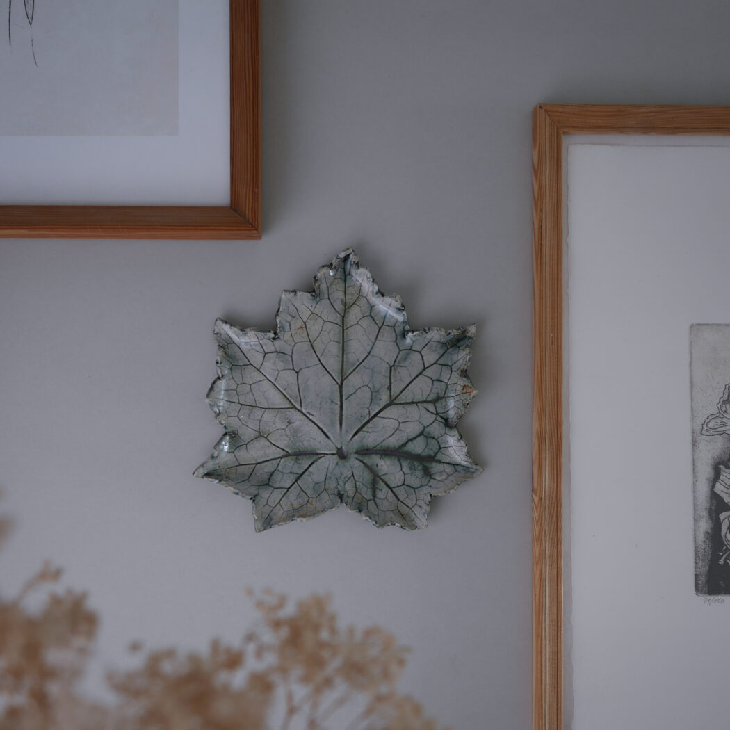 Stort Grønt Håndlavet Blad til Væggen