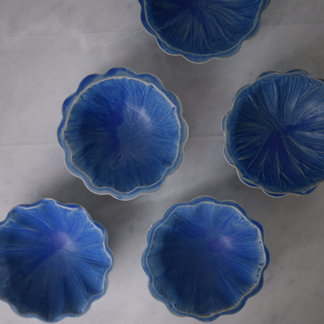 Dekorative Blå Keramik Skåle, 5 stk. 1