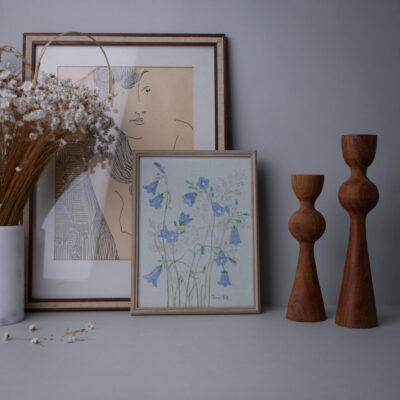 Glas med Håndmalede Blå & Hvide Blomster, 5 stk. 3