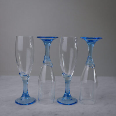Italienske Champagnefløjter med Blå Stilk, 6 stk.