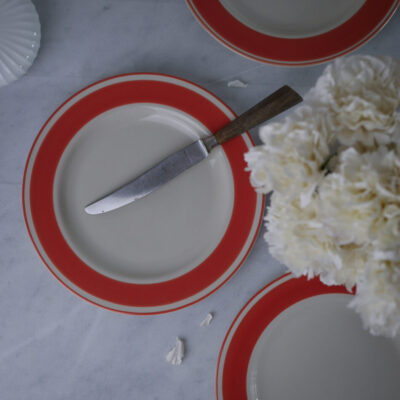 Koralfarvede Middagstallerkner, 4 stk.