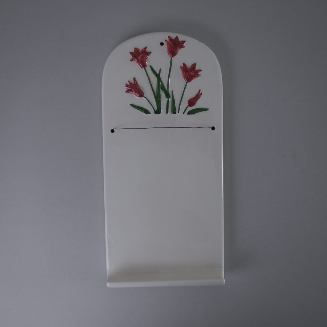 Hvid Porcelænstavle med Blomster 7