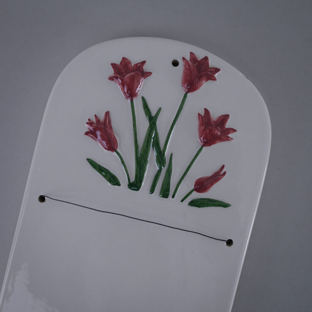 Hvid Porcelænstavle med Blomster 8