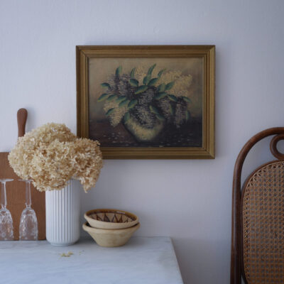 Maleri med Blomster Motiv & Guldramme