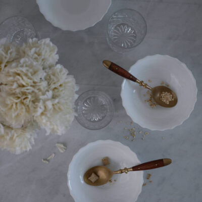 Store Hvide Franske Arcopal Glasskåle, 3 stk.