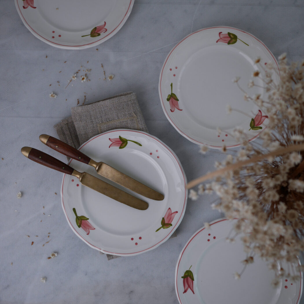 Italienske Frokosttallerkner med Blomster, 6 stk.