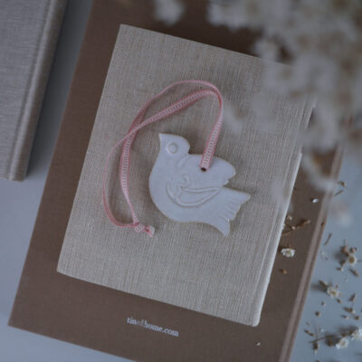 Lille Hvid Keramikfugl til Ophæng