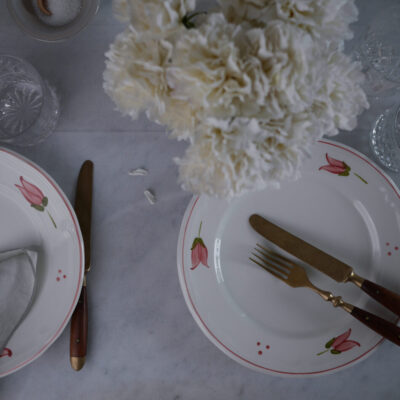 Italienske Middagstallerkner med Blomster, 7 stk.