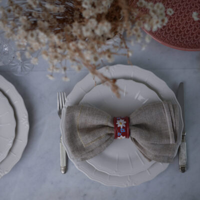 Håndmalede Rosa Servietringe, 6 stk.