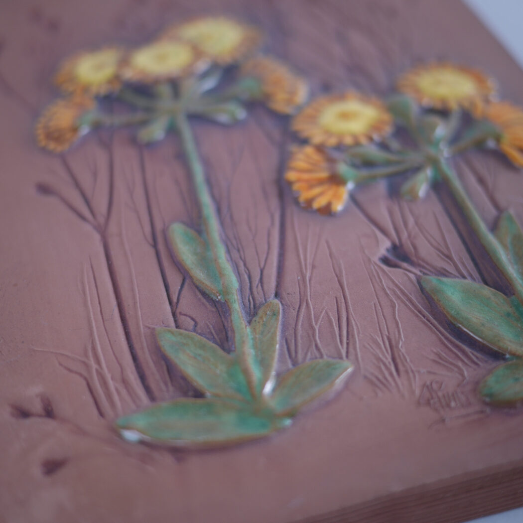 Relief med Gule & Orange Blomster 4