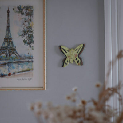 Gul Keramik Sommerfugl til Ophæng