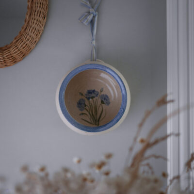 Lys Væg Lysestage med Blå Blomst