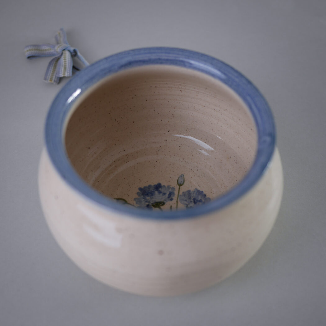 Lys Væg Lysestage med Blå Blomst 2