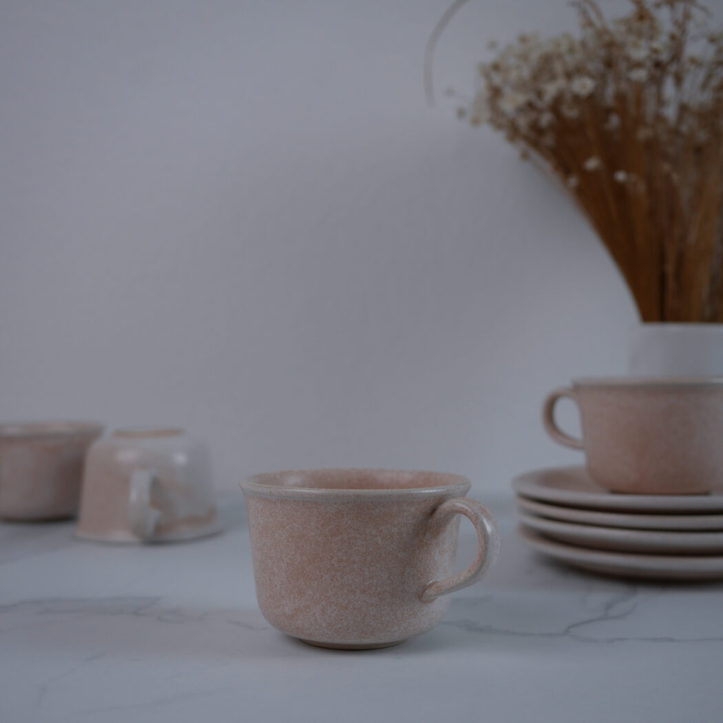 Lyserøde Keramik Kaffekopper, 4 stk.
