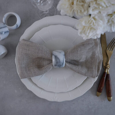 Hvide Marmor Servietringe, 6 stk.