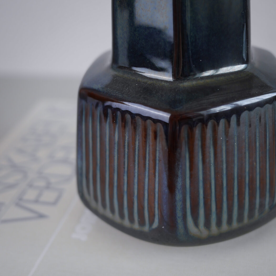 Blå Lampe i Keramik med Beige Skærm 4