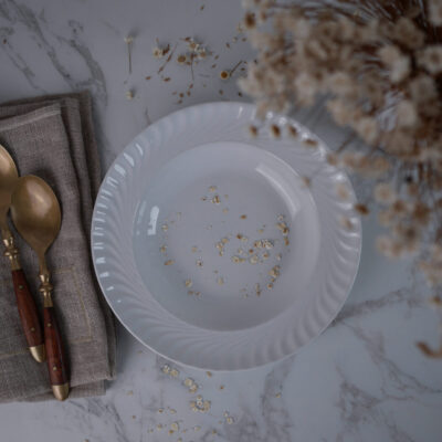 Hvide Dybe Italienske Tallerkner med Swirl, 6 stk.