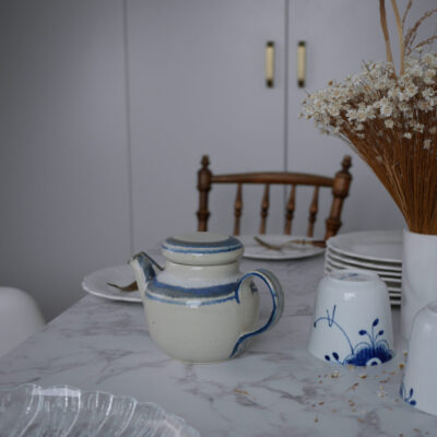 Keramik Tekande med Blå Glasur