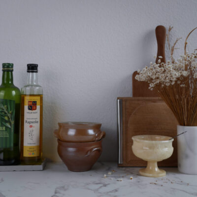 Brune Franske Skåle med Ører, 2 stk.