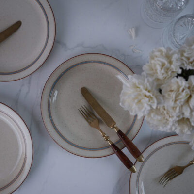 Middagtallerkner med Niste og Lyseblå Kant, 6 stk.