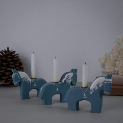 Lyseblå Svenske Træheste til Kertelys, 3 stk.