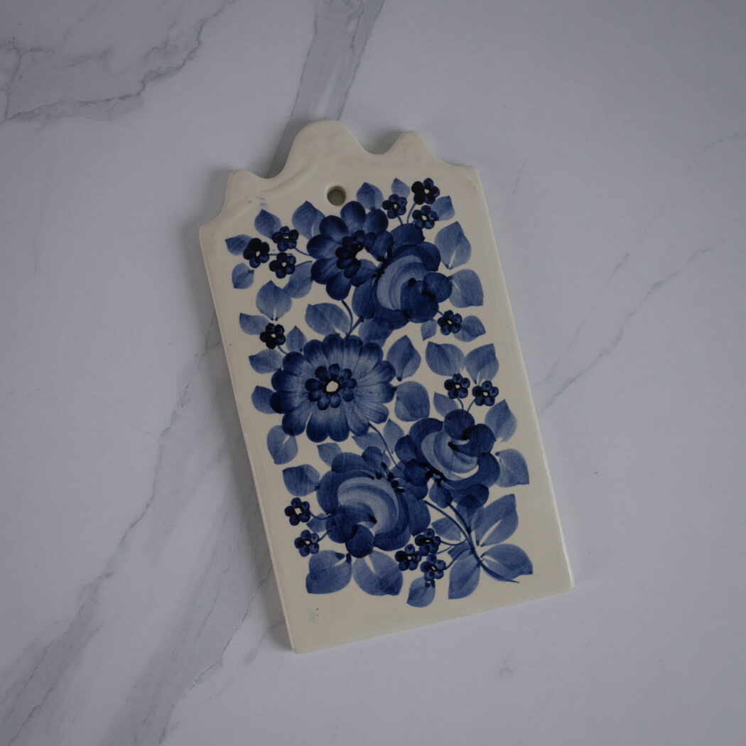 Porcelæns Smørbræt med Blå Dekorationer 1