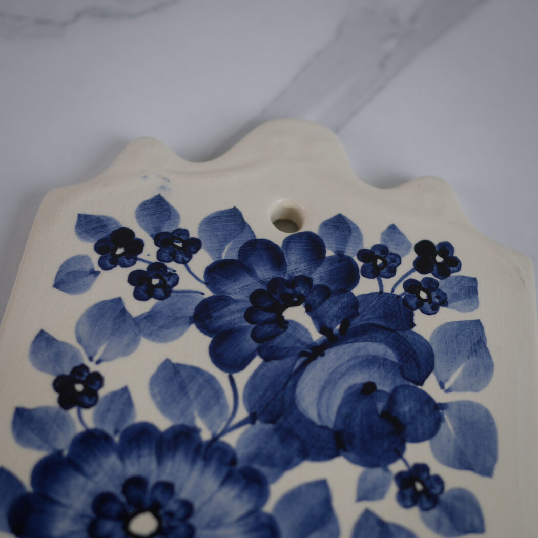 Porcelæns Smørbræt med Blå Dekorationer 2
