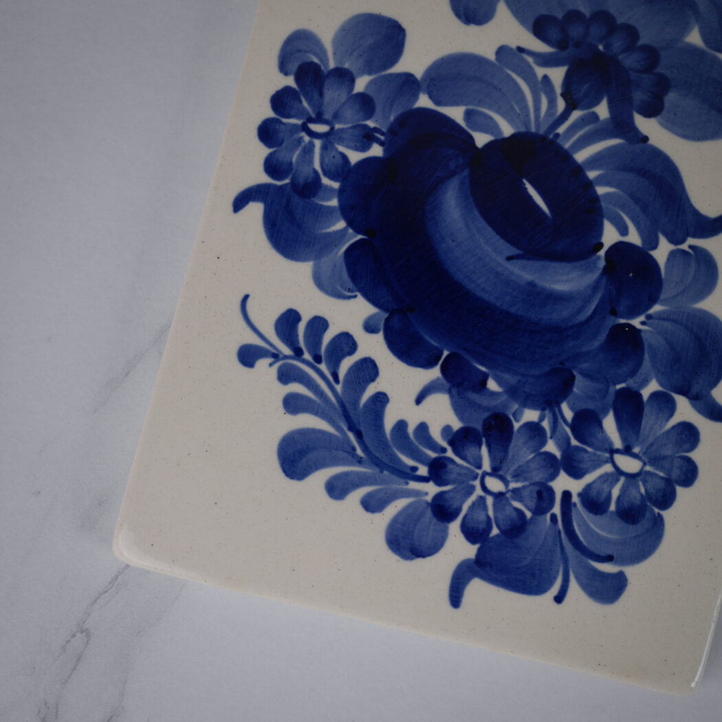 Blå Blomstret Smørbræt i Porcelæn 3