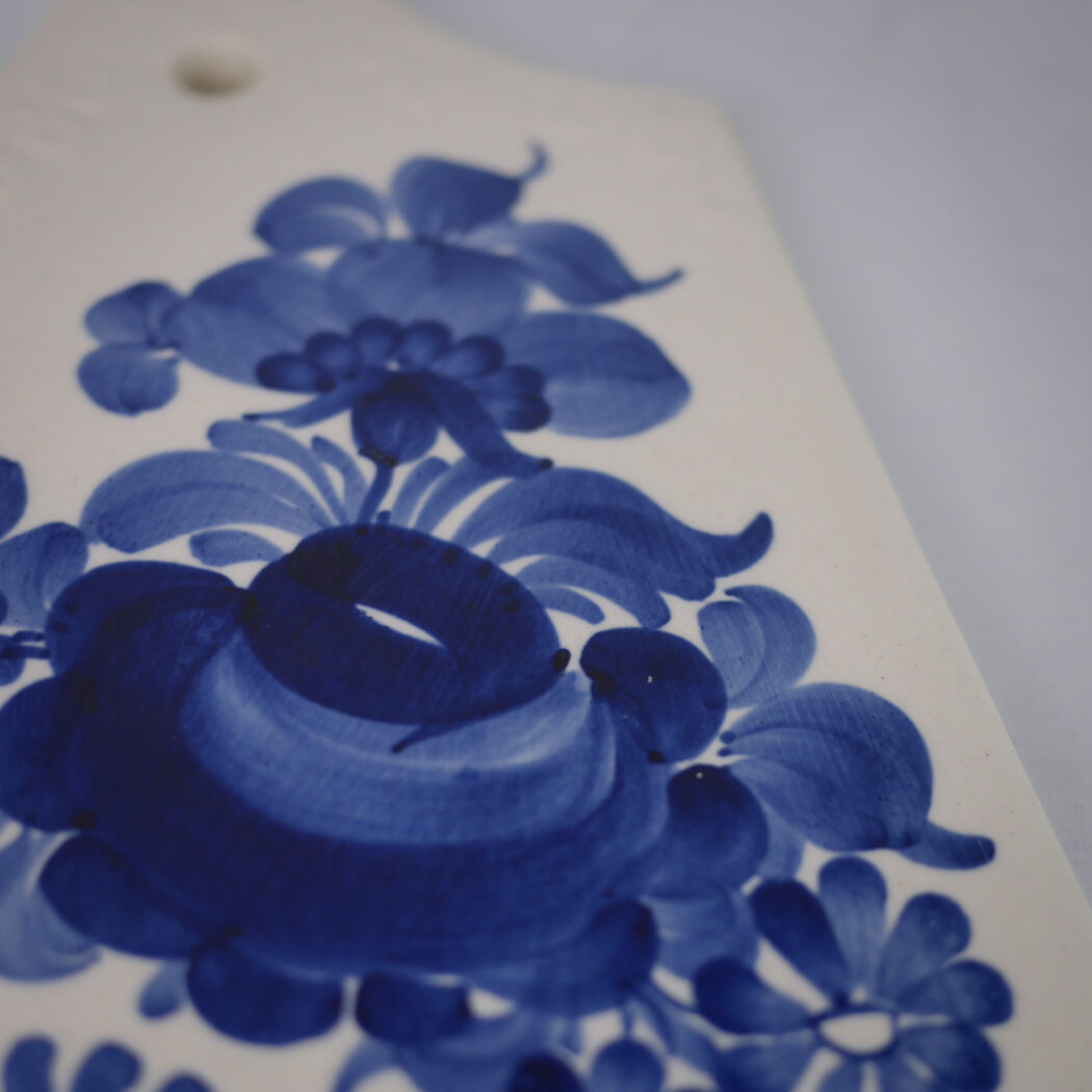 Blå Blomstret Smørbræt i Porcelæn 4