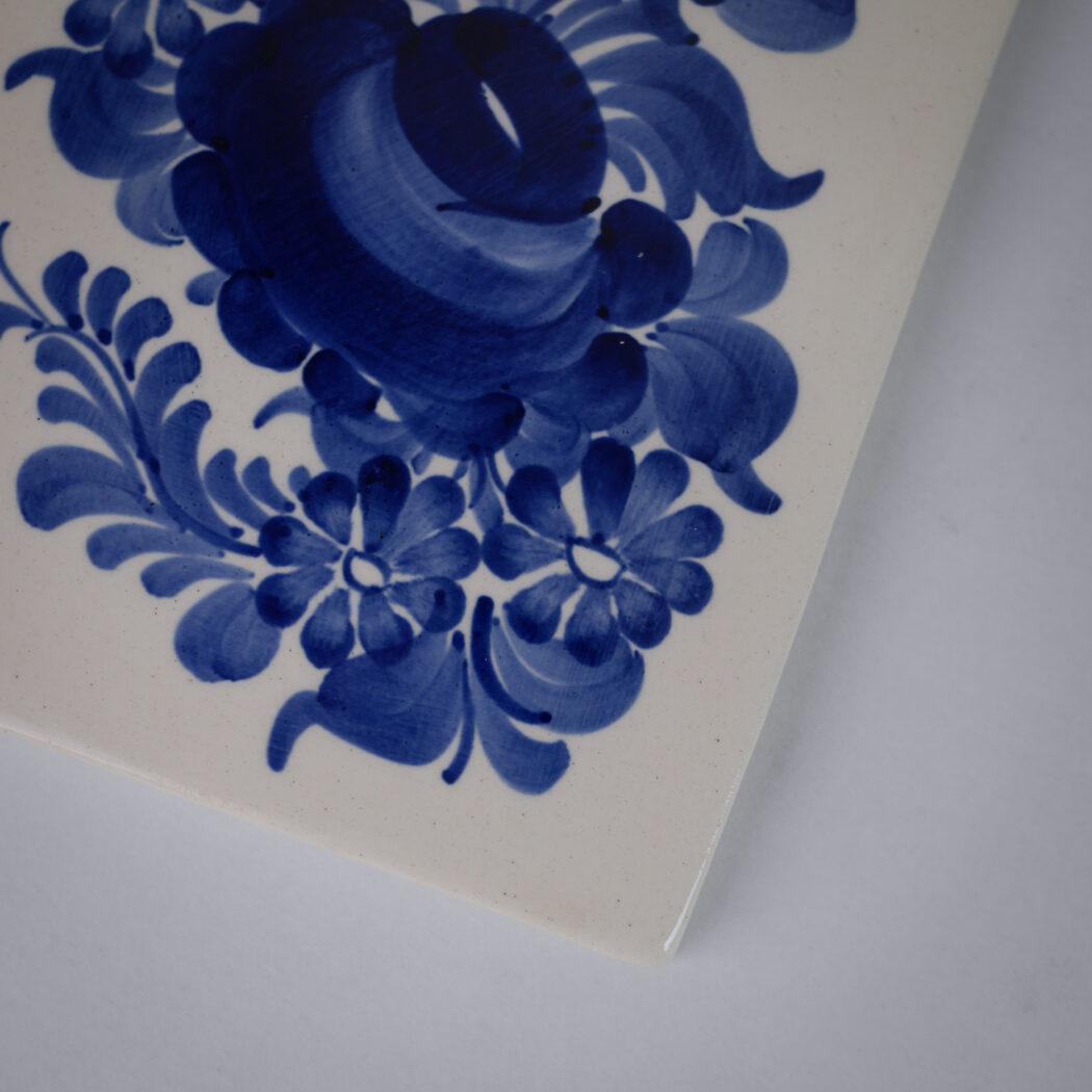 Blå Blomstret Smørbræt i Porcelæn 5
