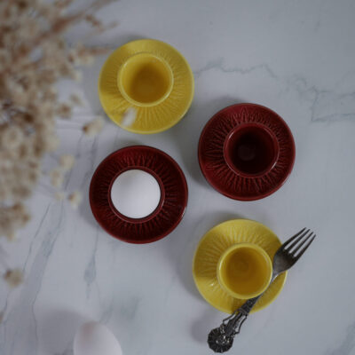 Fine Røde & Gule Æggebægre, 4 stk.