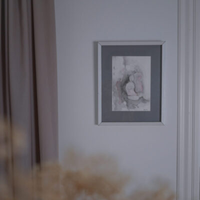 Akvarel Kvinde Billede i Hvid Ramme