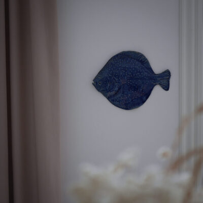 Stor Blå Keramik Fisk til Væggen