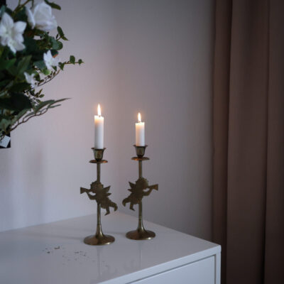 Messingstager med Engle, 2 stk.