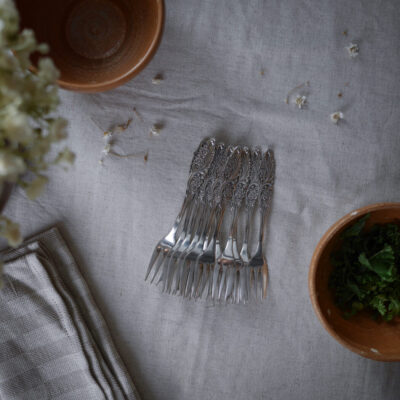 Kagegafler i Pletsølv, 6 stk.