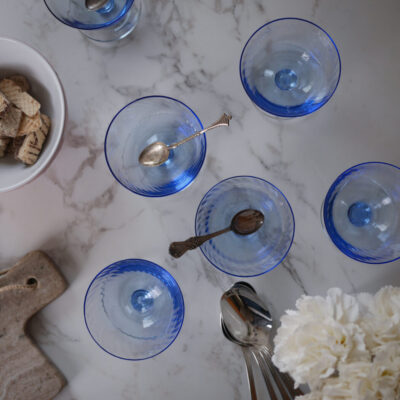 Blå Isdessert Glas, 5 stk.