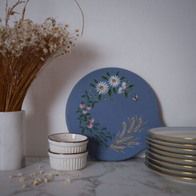 Serveringsfad med Håndmalede Blomster