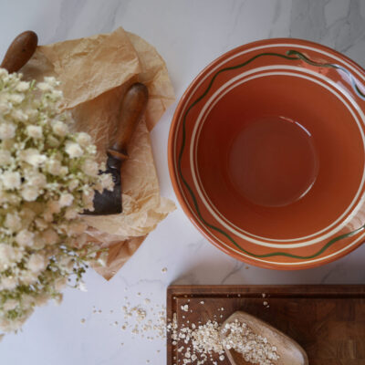 Stor Brun Lerskål med Striber & Bølge