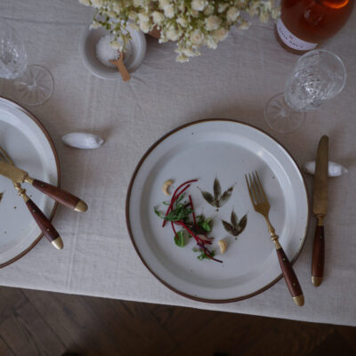 Grå Middagstallerkner med Nistre & Blade, 6 stk.