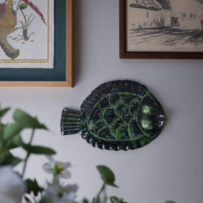 Håndlavet Grøn Keramikfisk til Væggen