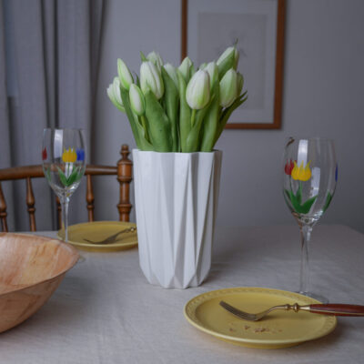 Vinglas med Farverige Håndmalede Blomster, 4 stk.