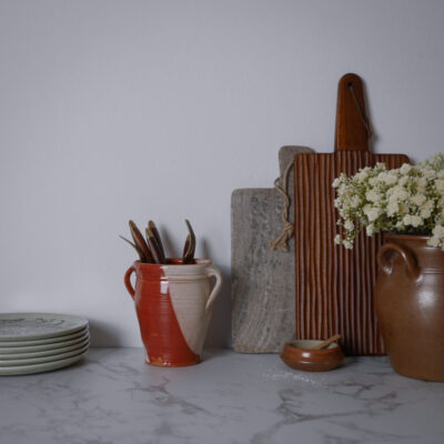 Hvid & Brun Krukke til Bestik