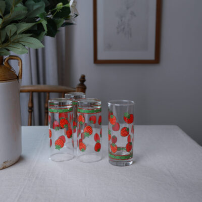Vandglas med Jordbær, 4 stk.