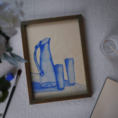 Blåt Maleri af Stilleben