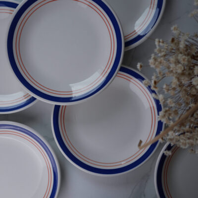 Italienske Tallerkner med Striber, 6 stk.