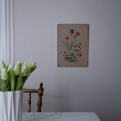 Lærredsbillede med Håndmalede Blomster