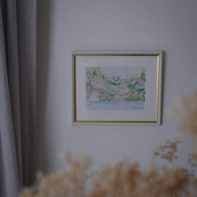 Akvarelbillede af Mus til Børneværelset